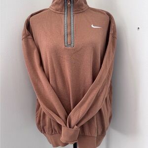 Nike Brown 1/4 Zip with Houndstooth Detail